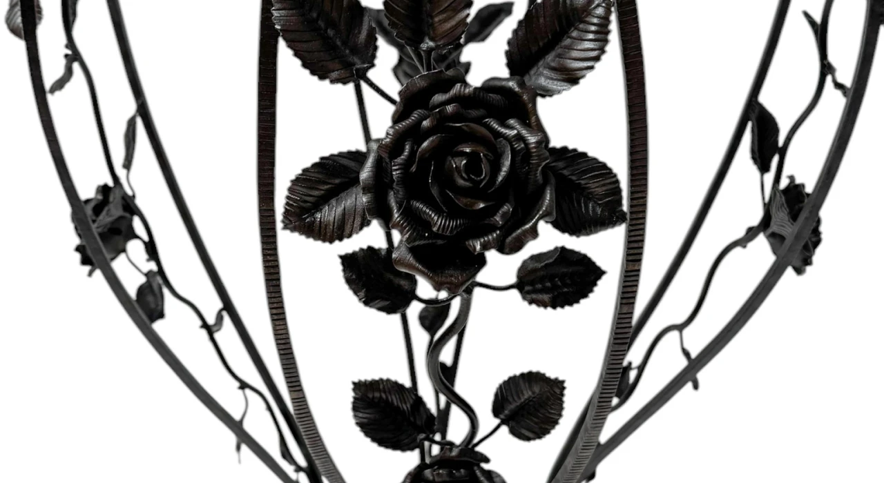 French Art Deco Wrough Iron XL Pedestal with Multi-Colored Marble Top, 1930s